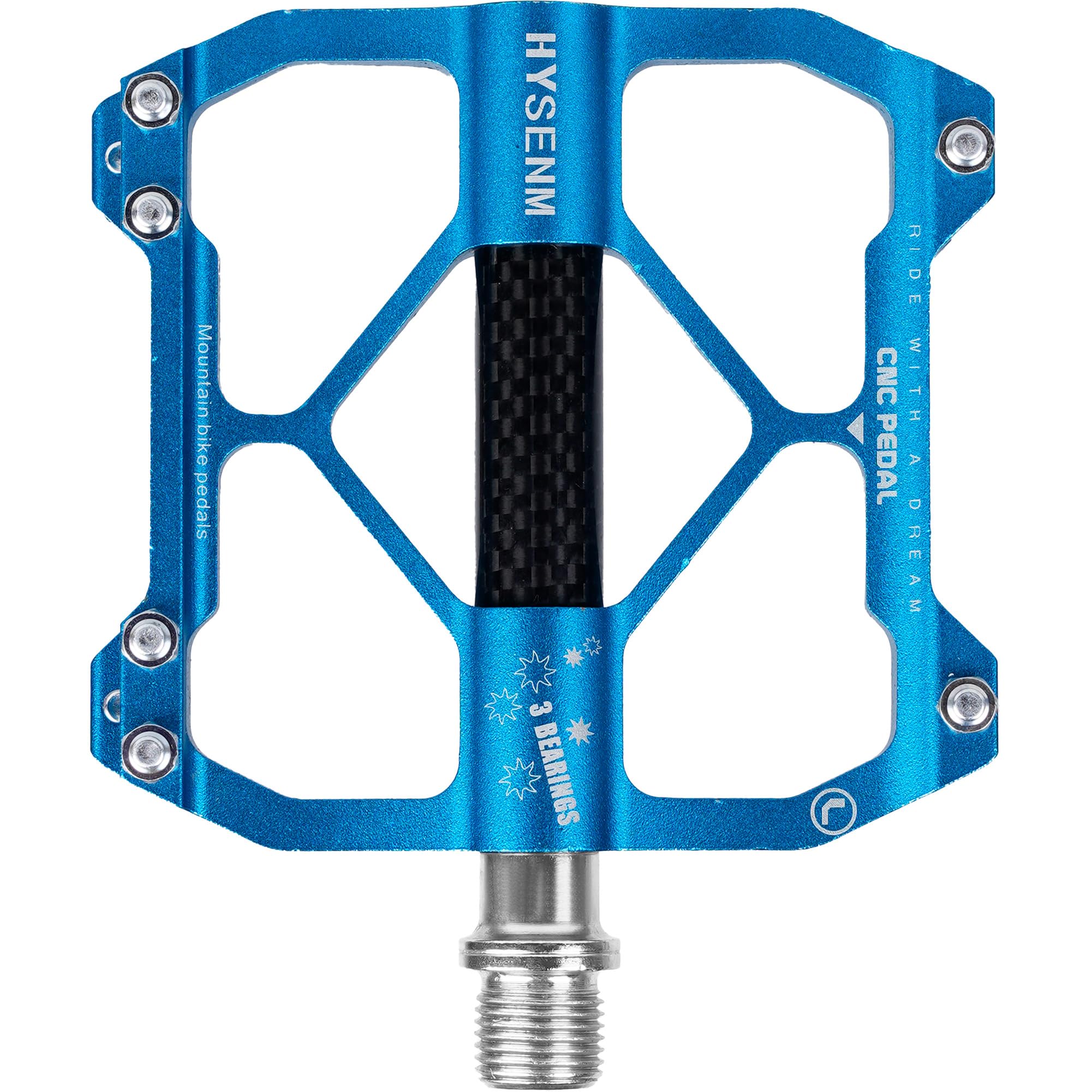 HYSENM Bike Pedals, Aluminum Mountain Bike Pedals 9/16 Inch 3 Bearing Cycling Bicycle Pedals for Road Bike, MTB, BMX, Wide Paltform Flat Pedals