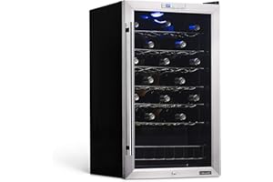 NewAir Compressor Wine Cooler Refrigerator in Stainless Steel | 33 Bottle Capacity | Freestanding or Built-In | UV Protected Glass Door with Lock and Handle
