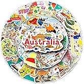 Skeudzne Australia Stickers, 60Pcs Cartoon Graffiti Australia Travel Sticker Pack for Kids Teens Boys Girls Adults Water Bottle Stickers Scrapbook Laptop Journal Decals