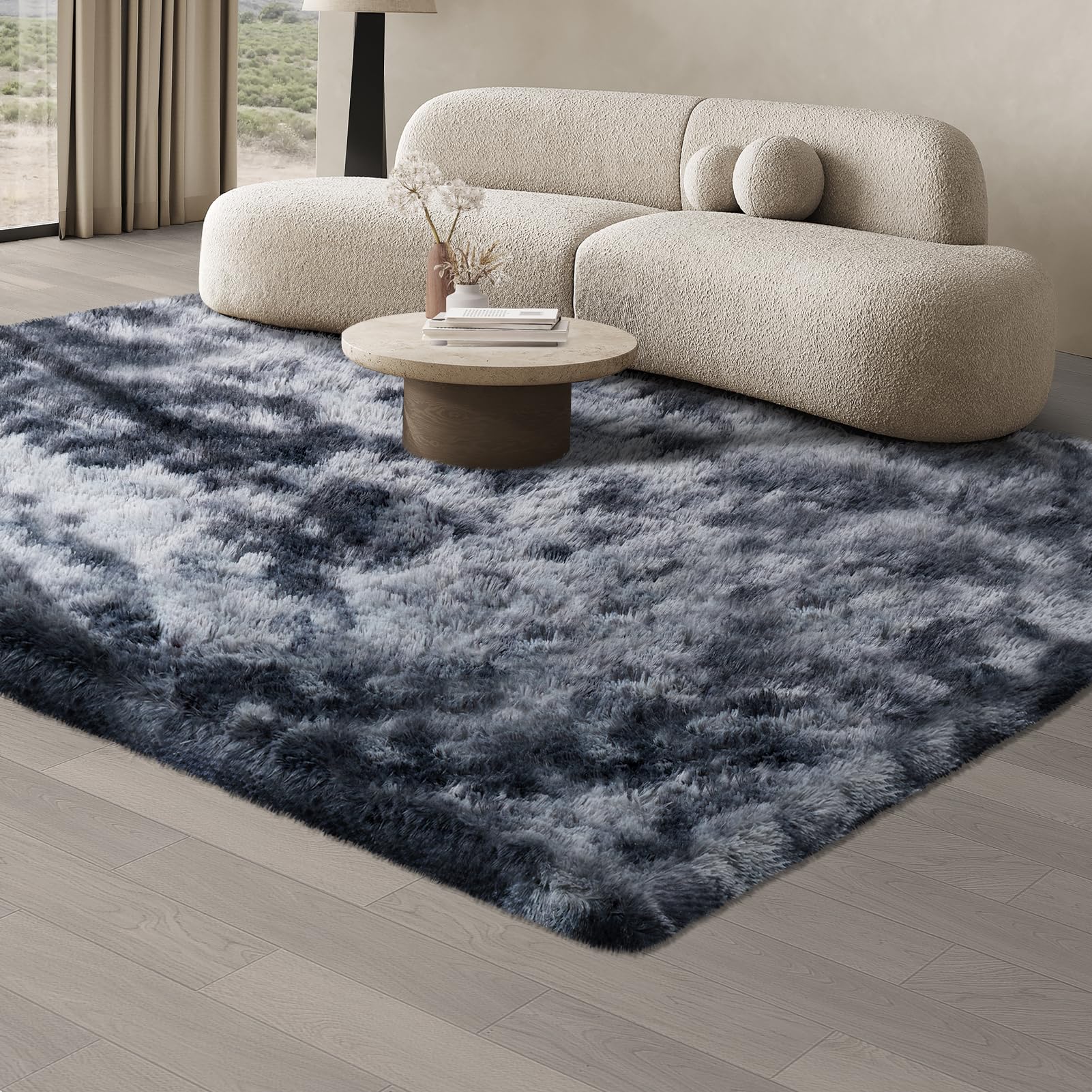 JOJOSEE Rugs Living Room, 160 x 230 cm Grey Area Rug, Anti Slip Soft Fluffy Shaggy Extra Large Floor Carpets Mat for Bedroom, Nursery Bedside (Dark Grey, 160x230cm)