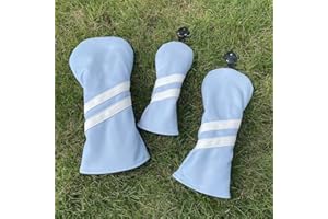 3pcs Golf Wood Head Covers Headcovers Set includes Driver Headcover fits up to 460cc Drivers, Rotatable Golf Fairway Wood Hea