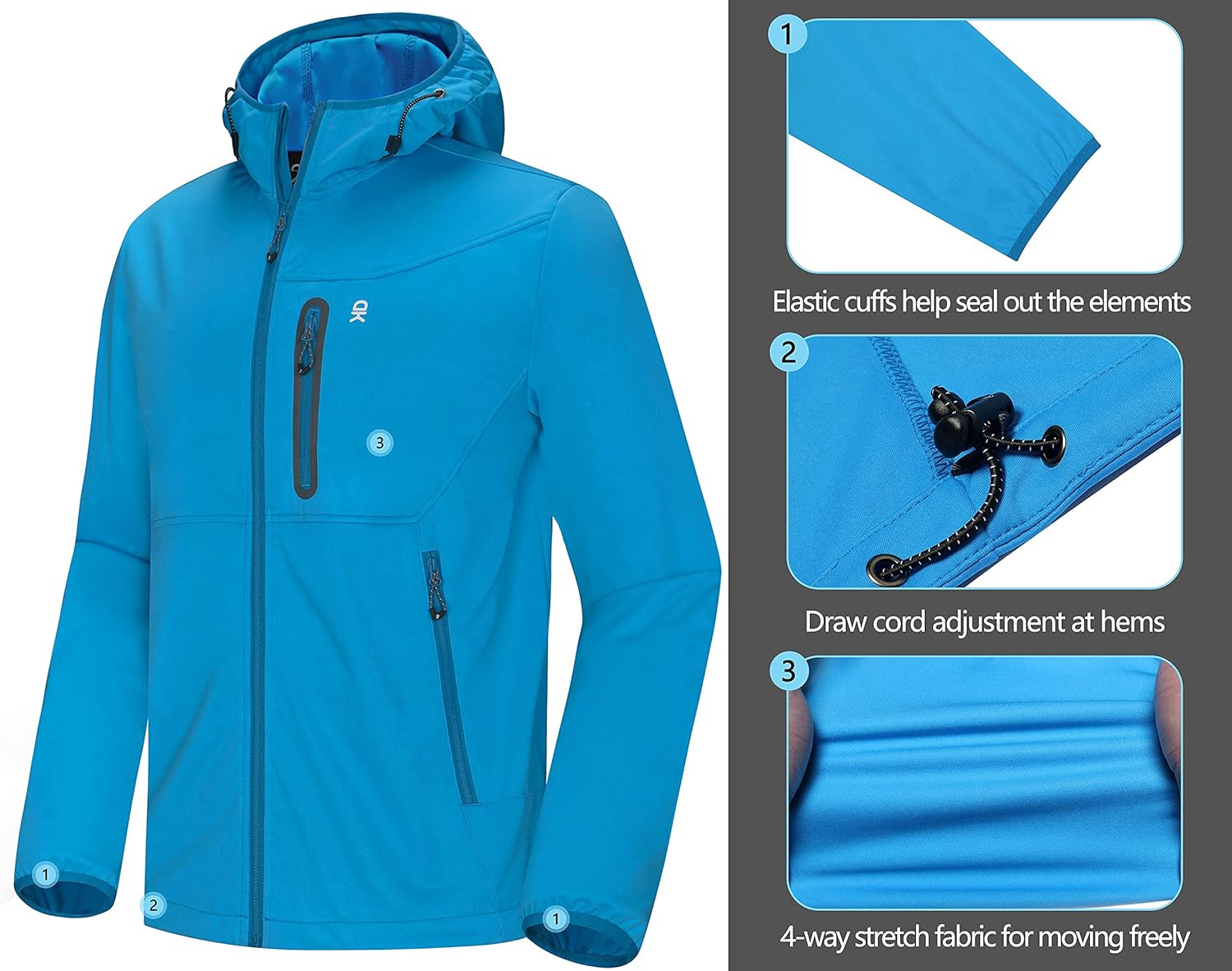 Little Donkey Andy Men's Lightweight Windbreaker, Softshell Jacket with Hood for Running Travel Hiking : Clothing