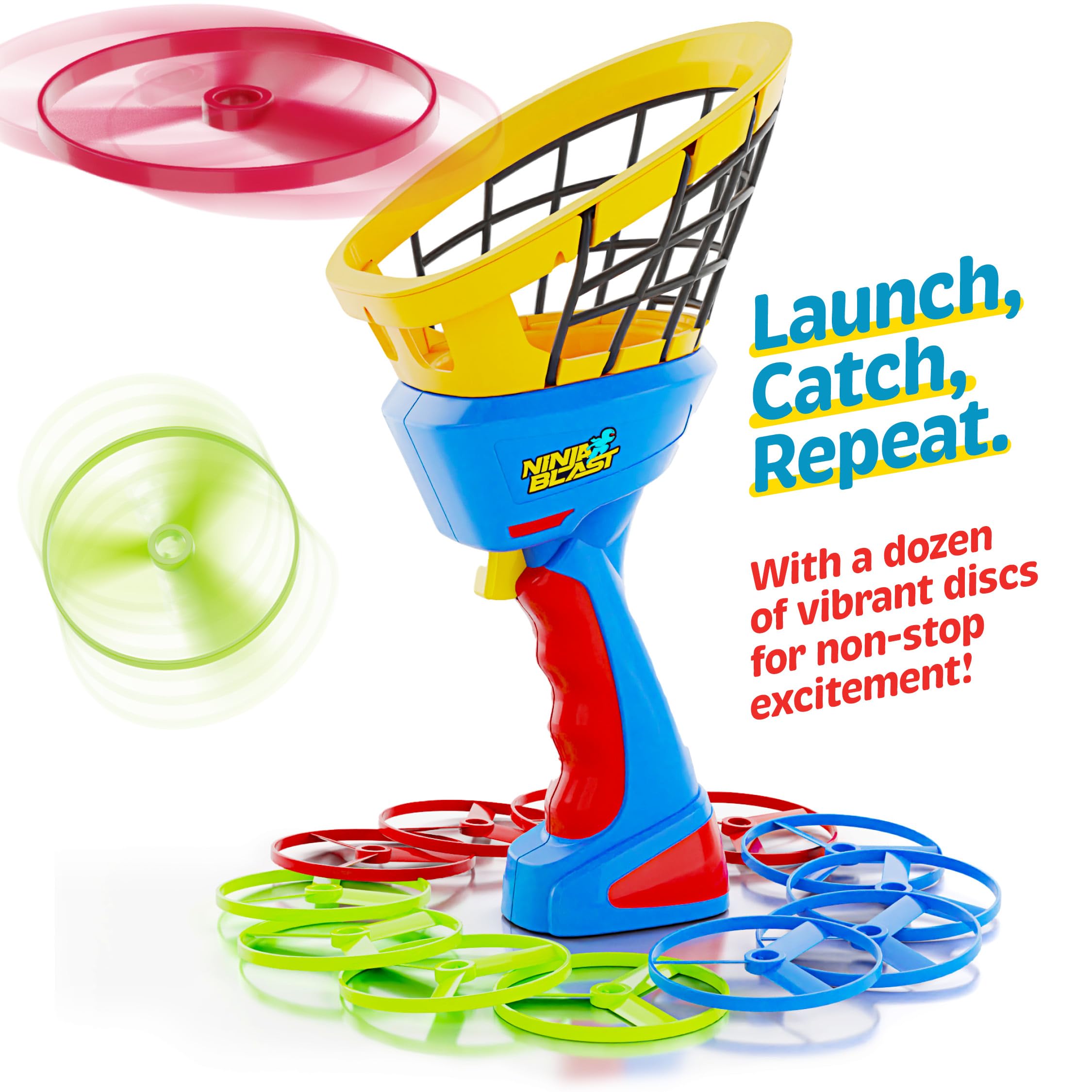 Flying Disc Launcher for Kids - Boys Toys Ages 4-8 Year Old - Birthday Gifts for Boy Age 4, 5, 6, 7, 8, Years - Outdoor Toys Games Gift - Backyard Toy Activities Ideas - 6-8, 5-7
