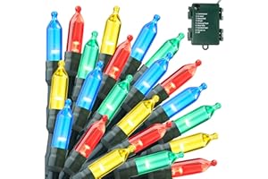 Joiedomi LED Christmas String Lights,2×50 Count 32.6FT Battery Operated Christmas Tree Fairy Lights with 8 Modes,Multifunction Green Wire for Xmas Decor Party Holiday House,Multicolor