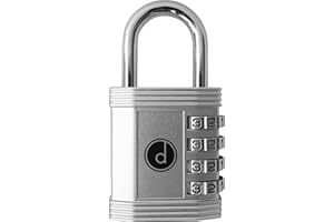 DESIRED TOOLS Padlock 4 Digit Combination Lock - for Gym School Locker, Outdoor Gate, Shed, Fence, and Storage - Weatherproof Metal - Keyless, Easy to Set, Resettable - Silver