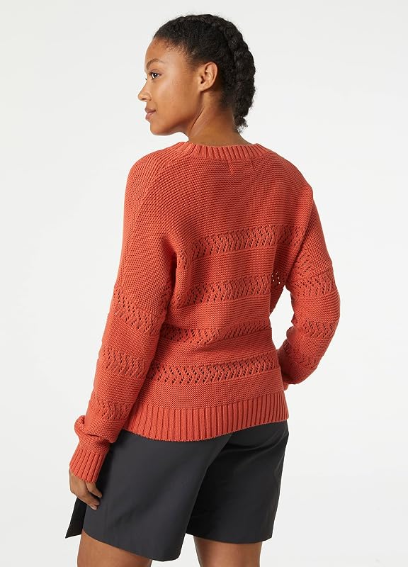 Damen W Pier Pointelle Sweater Pullover, Terracotta, L