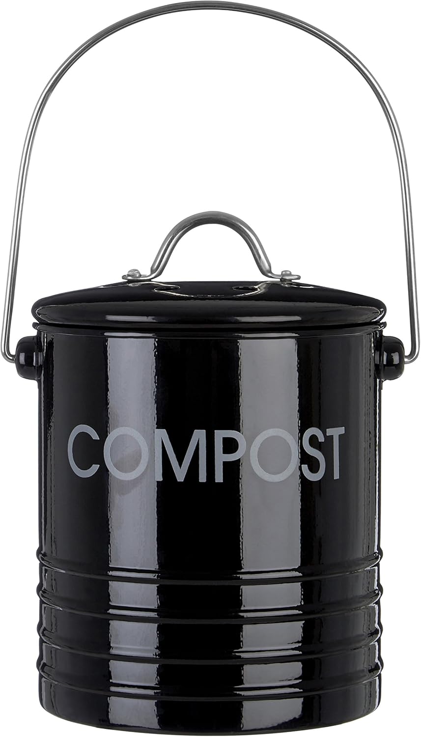 Premier Housewares Compost Bin with Handle - Black