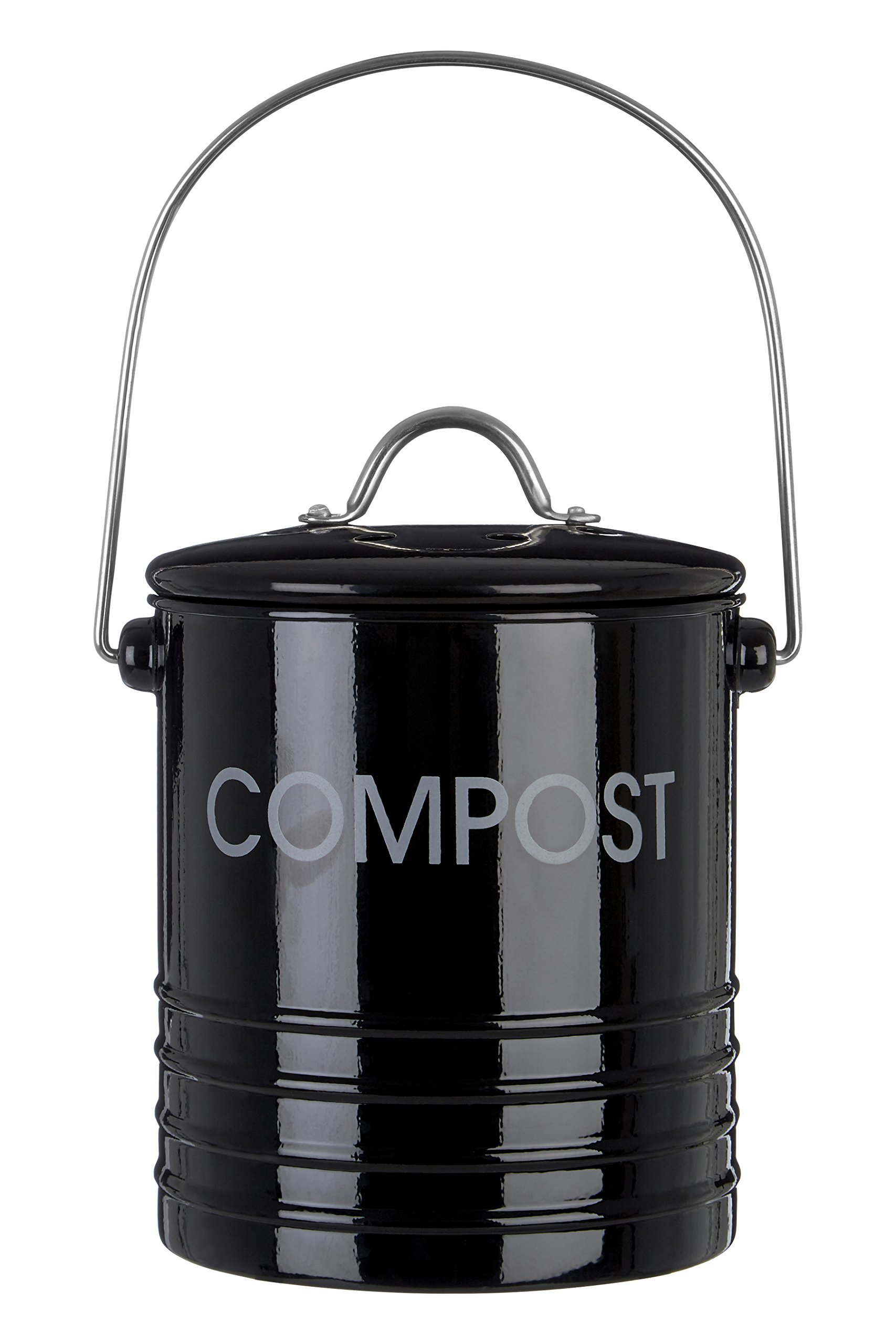 Premier Housewares 510019 Compost Bin with Handle - Black H20 x W15 x D15cm