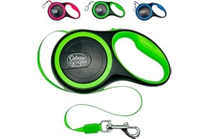 Daizzy Gear - Dog Leash Retractable,Sturdy, Heavy-Duty, Tangle-Free, Soft,Anti-Slip Handle & Easy One Hand Brake for Puppy, Small, Medium, Large Breeds Dogs (Green, 44 LBS /16 FT (S))