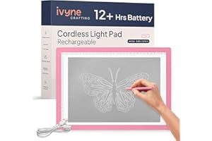 iVyne Rechargeable A4 Light Pad for Tracing & Weeding - LED Light Board for Weeding Vinyl - for Cricut Vinyl Weeding Tools - Ultra-Thin & Portable - Perfect for Artists & Crafters - Pink