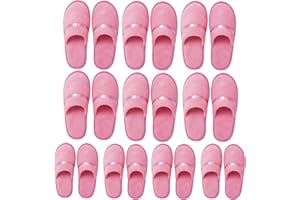 LILIGLORIS 6/10/12 pairs Spa Slippers for Guests, Washable Reusable Disposable Slippers for Women Men, Jacquard Fleece Closed-Toe Design for Hotel, Bathroom, Bedroom, Wedding, Travel, SPA Bulk Slippers for Guest Use
