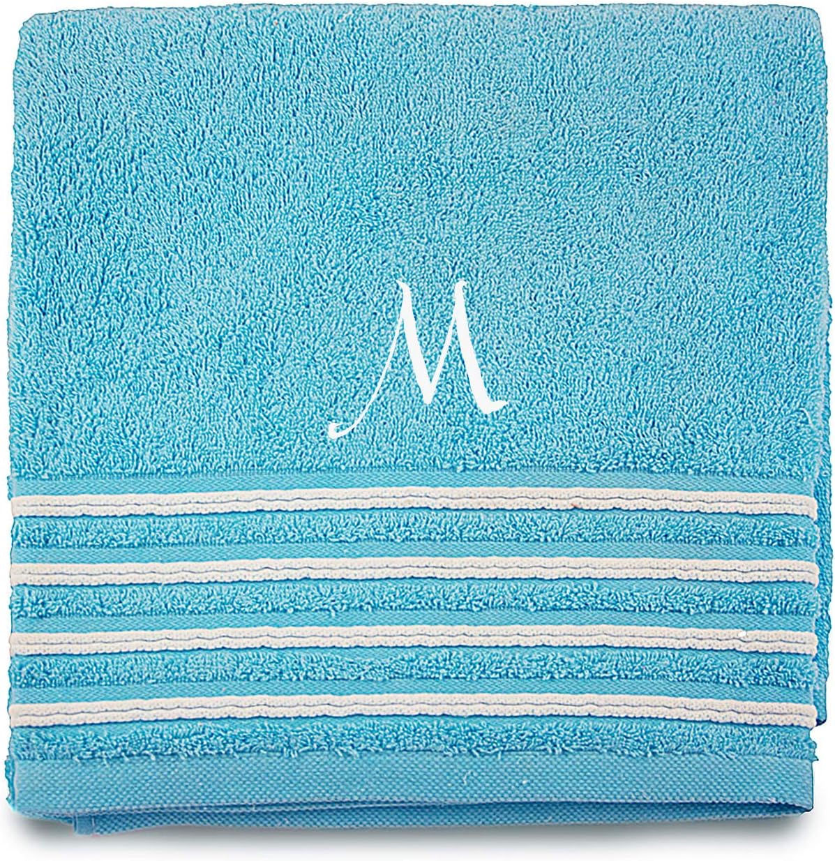 PERSONALIZED MONOGRAM VELVET 500GSM BATH TOWELS - 3 PIECES SET - BATH SHEET, HAND TOWEL, GUEST TOWEL (Turquoise)