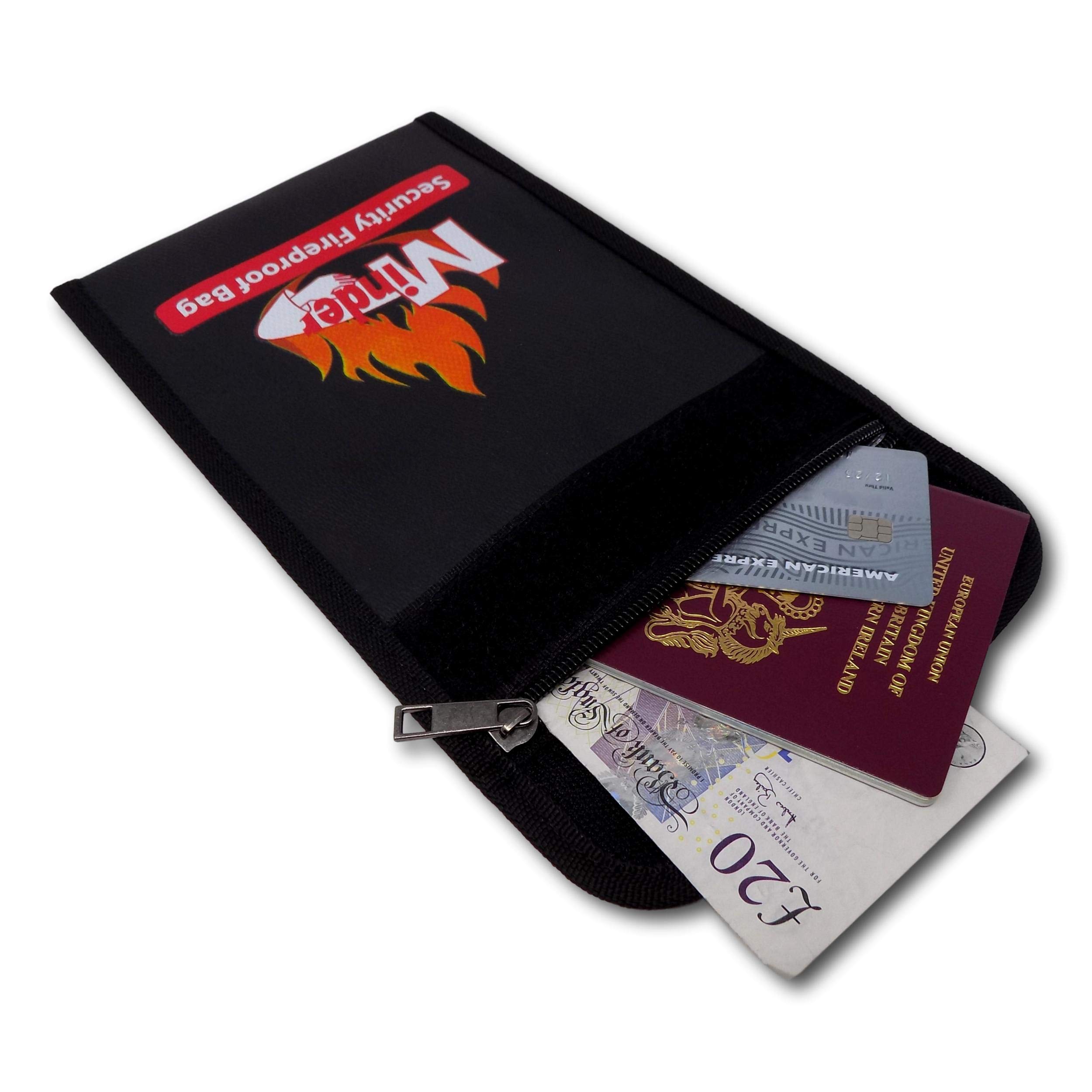 Minder Fireproof Bag - Protect Important Documents, Money, Valuables etc from Fire, Heat, Smoke and Water - (Small - 230mm x 160mm x 10mm (external))