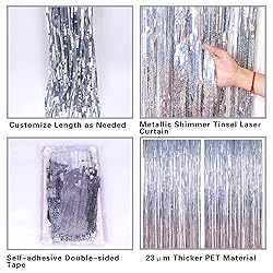 2 Pack 3.2ft x 8.2ft Silver Metallic Tinsel Foil