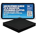 Microfiber Wholesale Premium TV Screen Cleaning Cloth Black | 14”x14” | 3pk | Soft Microfiber Suede | XLarge Reusable | No Lint Scratch-Free Durable | Large TVs Monitors