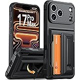 Oterkin for iPhone 17 Pro Max Wallet Case [4-5 Card Holder] [Kickstand] [Full Camera Protection] [RFID Blocking] [Military Grade Protection] Shockproof Rugged Case for iPhone 17 Pro Max, Black