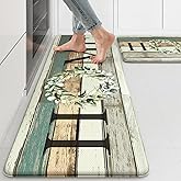 KIMODE Kitchen Mats 2PCS,Cushioned Anti Fatigue Farmhouse Kitchen Rugs and Mats,Non Skid Waterproof Kitchen Mats for Floor,Comfort Foam Standing Desk Mat for Home,Office,Sink,Laundry