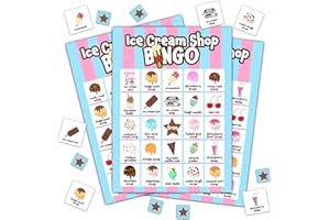 Disfuco Ice Cream Bingo Game, Summer Party Games Bingo Cards for Adults, Ice Cream Birthday Party Games, Baby Shower Games, Ice Cream Party Favors Supplies Decorations, 24 Players Bingo Game (B04)