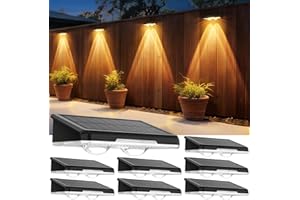 APILAB Solar Fence Lights Outdoor 8 Pack - 3 Modes (Warm/Neutral/Cool White), Fence Lights Solar Powered for Outside, IP65 Waterproof, Deck Lighting for Wall, Step, Patio, Pathway, Stairs
