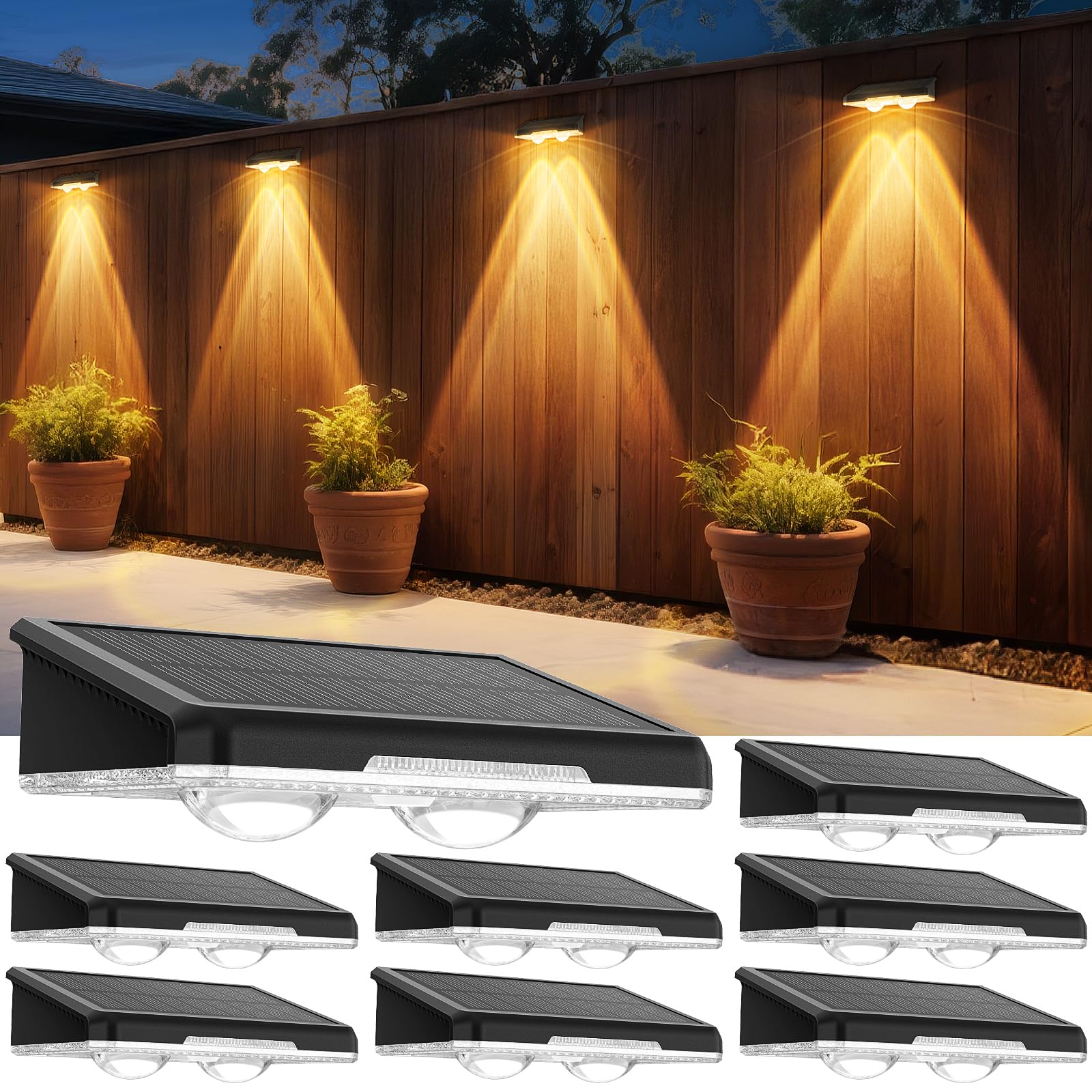 Photo 1 of *UNTESTED*
APILAB Solar Fence Lights Outdoor 8 Pack - 3 Modes (Warm/Neutral/Cool White), Fence Lights Solar Powered for Outside, IP65 Waterproof, Deck Lighting for Wall, Step, Patio, Pathway, Stairs