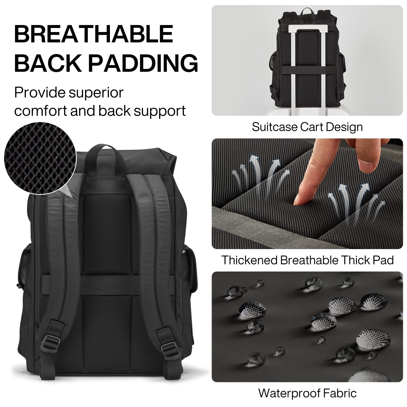 mixi Travel Laptop Backpack for Women & Men Carry On Backpack fits 16'' Laptop, Waterproof Lightweight Casual Hiking Weekender Bags Rucksack,17 Inch, Knight Black