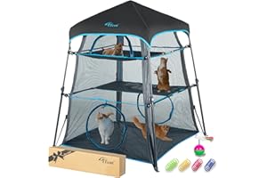 Itent X-Large Catio Outdoor Cat Enclosure,3 Tier Cat Tower Tent Weatherproof & Sunproof with Waterproof Floor & 3 Doors, Foladable and Portable for Patio, Deck,Camping, Indoor & Outdoor(Patented)