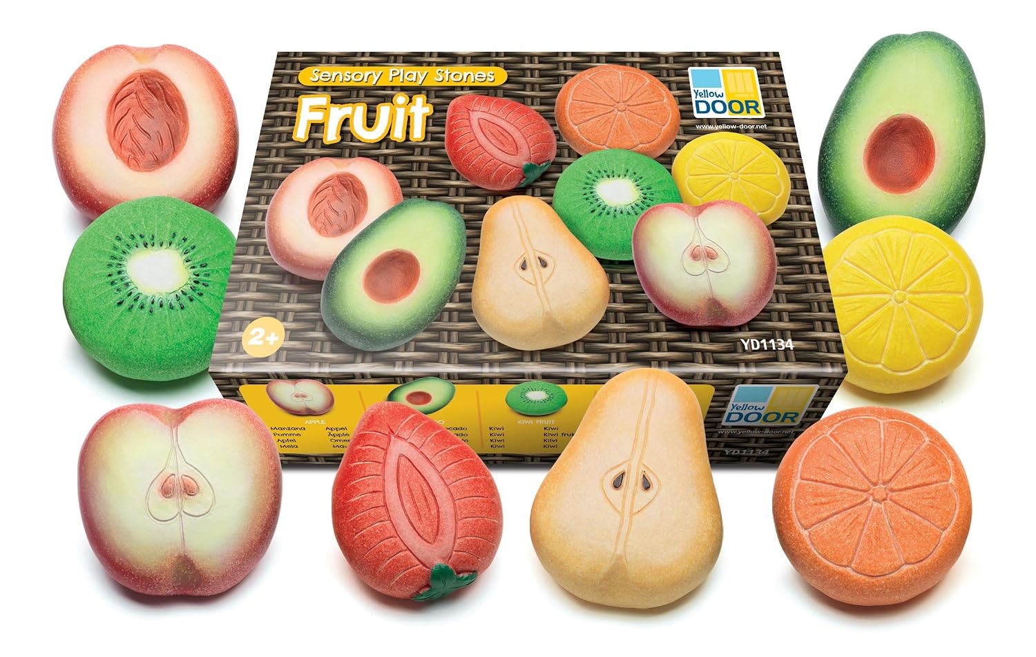 Yellow Door Fruit Sensory Play Stones, B01, child-size