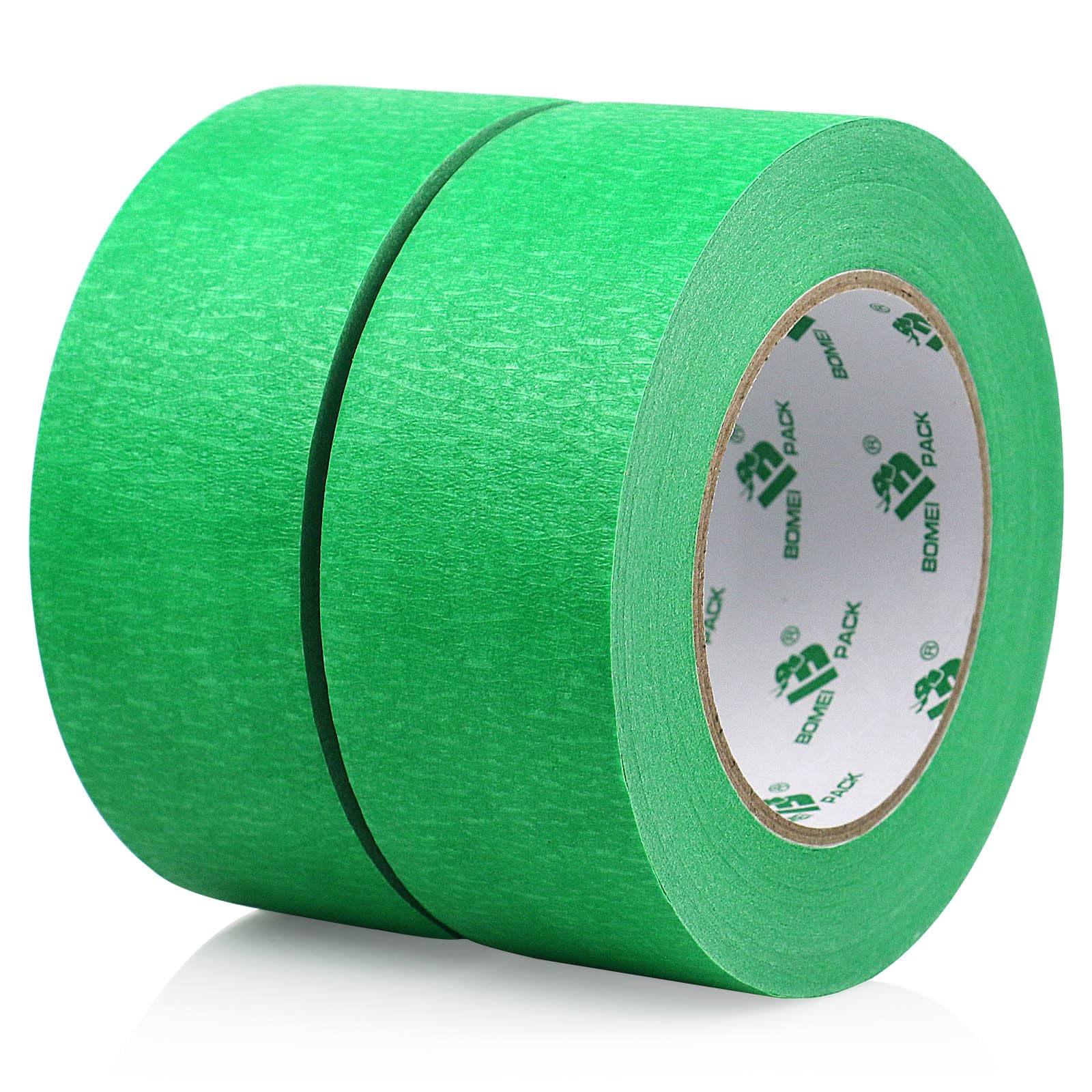 BOMEI PACK Painters Green Masking Tape 2 Rolls 48mm x 50m for Artist Decorators DIY Crafts Masking Paper Tape for Painting Frame Lines Shaping