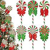 6 Pcs Large Christmas Tree Decorations Wooden Lollipop Peppermint 14x6inch Christmas Tree Picks Double Sided Candy Cane Hanging Ornaments for 2025 Xmas Tree Holiday Home Party Decor (Red and Green)