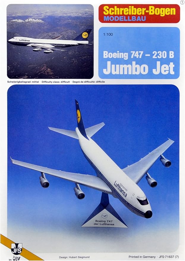 Schreiber Bogen Card Model Lufthansa Boeing 747 Jumbo Jet Amazon Co Uk Toys Games