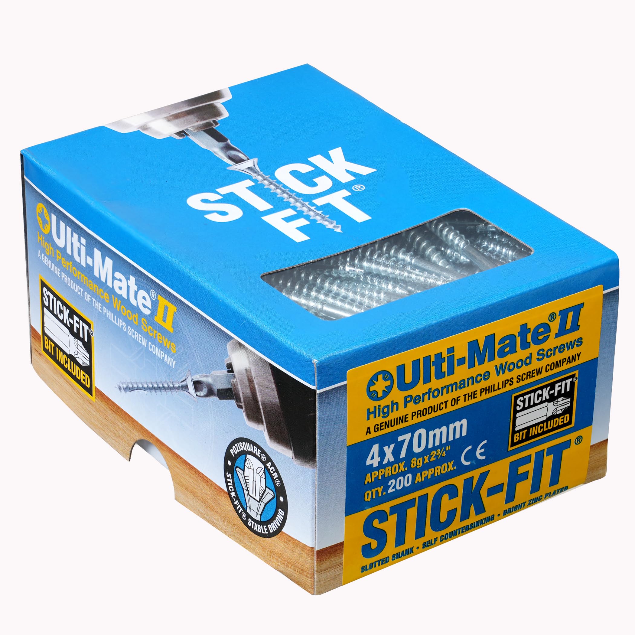 Ulti-Mate Woodcrews - Bright Zinc Plated - 4.0 x 70mm - Box of 200