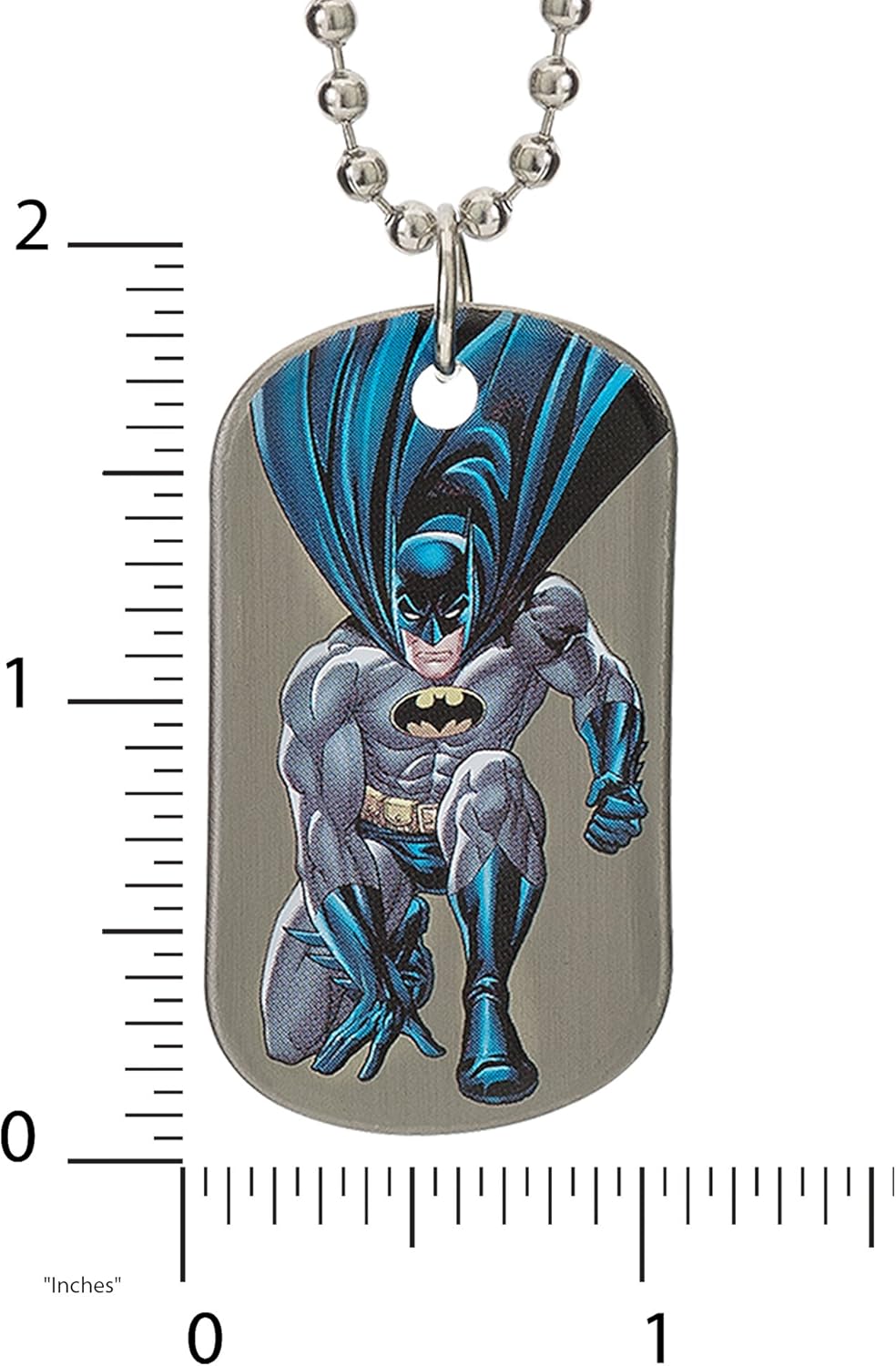 DC Comics Batman Jewelry for Men and Boys, Stainless Steel Illustrated Dog Tag Pendant, 16" Ball Chain: Jewelry