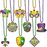 Omgouue 18pcs Mardi Gras Carnival Bead Pendant Necklace for Party Costume Accessories Party Decor