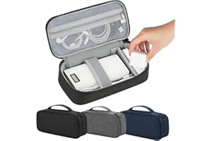 Electronics Organizer Travel Case, Cable Pouch with Dividers and Mesh Pocket, Portable Storage Bag for Charger USB Cable Cord