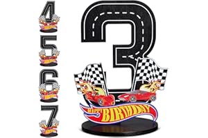 MiniInflat Race Car 3rd Birthday Number Sign Centerpiece Race Car Theme 3rd Birthday Party Supplies Wooden Table Decoration Photo Props for Boys Three Years Old