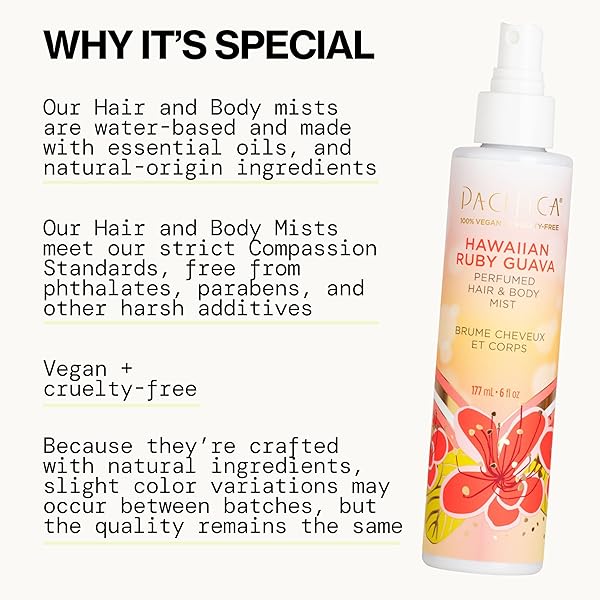 PACIFICA HAWAIIAN RUBY GUAVA HAIR PERFUME & BODY FRAGRANCE SPRAY MIST – BODY MIST FRAGRANCE W/ GRAPEFRUIT, PATCHOULI, SUGAR NOTES & GERANIUM CLEAN BEAUTY ALCOHOL-FREE, VEGAN & CRUELTY-FREE, 6 OZ