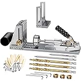 HOWOD Pocket Hole Jig Kit, Professional Metal Pocket Screw Jig System with Detachable Vacuum Adapter, Sharp and Durable 3/8" Titanium Drill Bits (3-Pack, 2025 Upgraded), Fits 1/2" to 3-1/8" Thick Wood