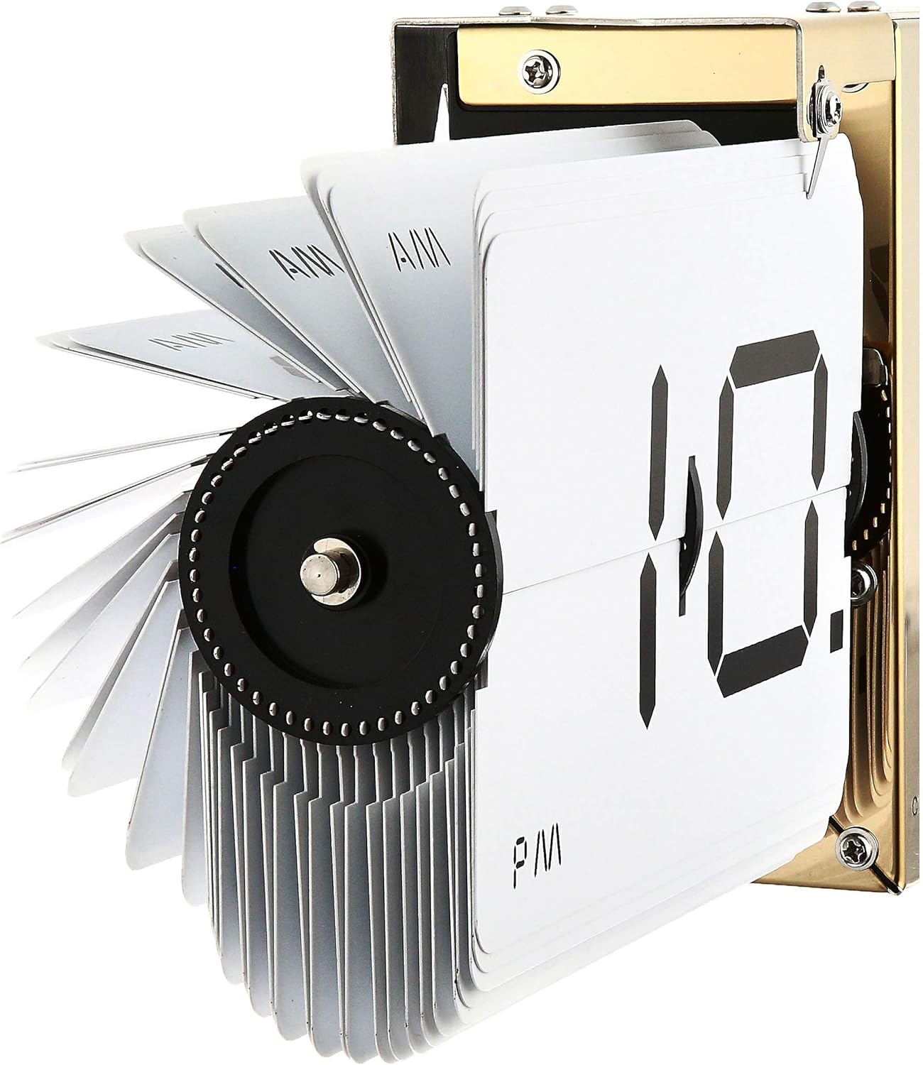 Cloudnola Flipping Out Wall and Tabletop Flip Clock, White and Gold