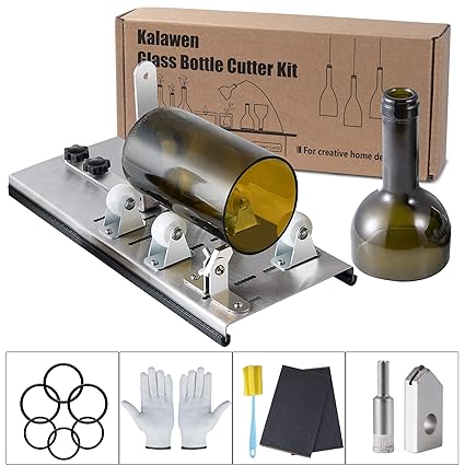 Kalawen Tagliavetro Bottiglie Professionale Taglierina Per Bottiglia Di Vetro Di Vino Birra Diamante Taglierino Vetro Bottiglia Acciaio Inossidabile