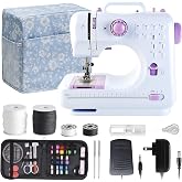 Sewing Machine for Beginners &amp; Kids, Mini Portable Sewing Machines with 12 Built-in Stitch Patterns, 2-Speed Foot Pedal, Perfect for Teaching Daughter to Sew(with 27 Pieces Sewing Kit &amp; Cover)