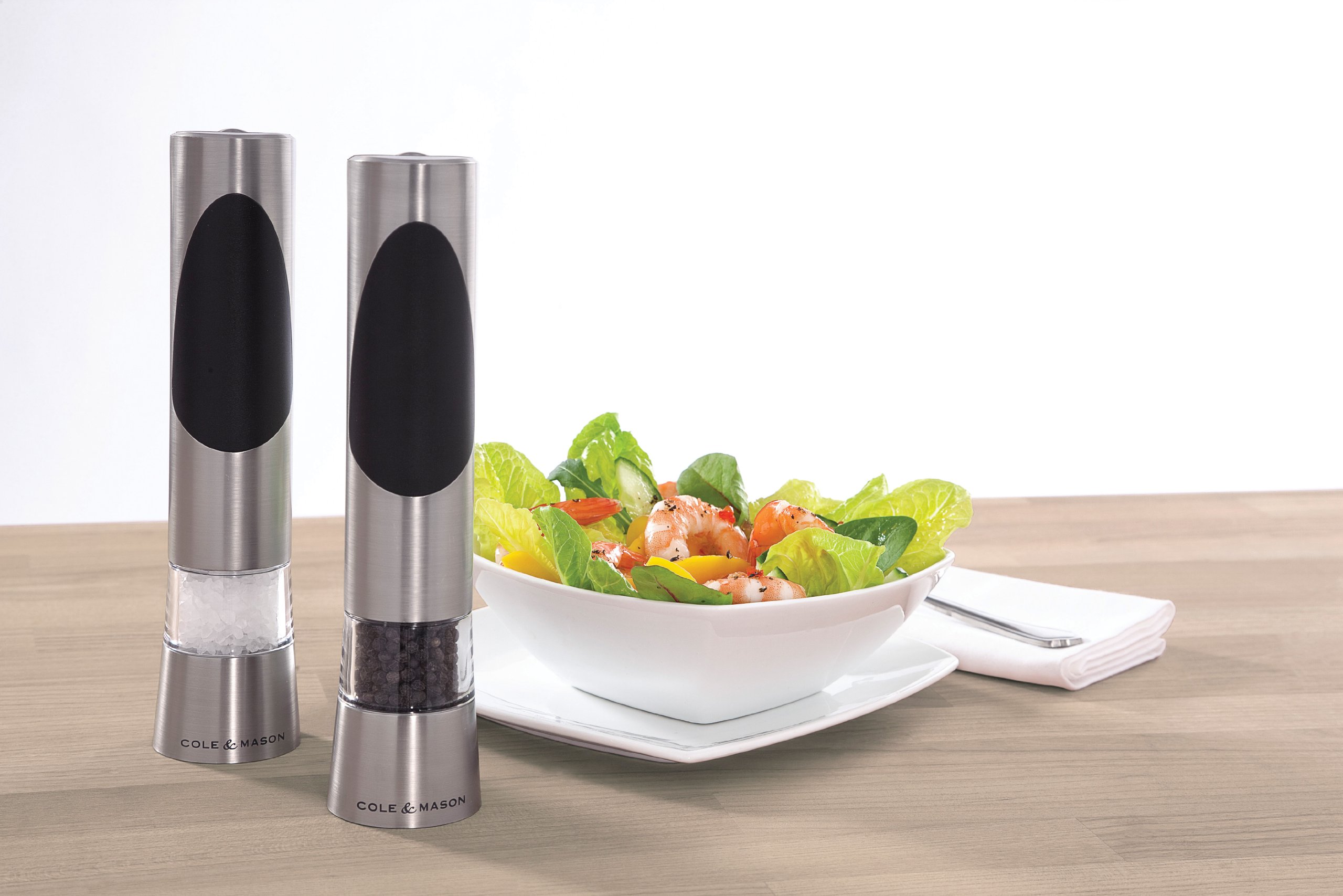 COLE & MASON Richmond Electric Salt And Pepper Grinder Set Stainless