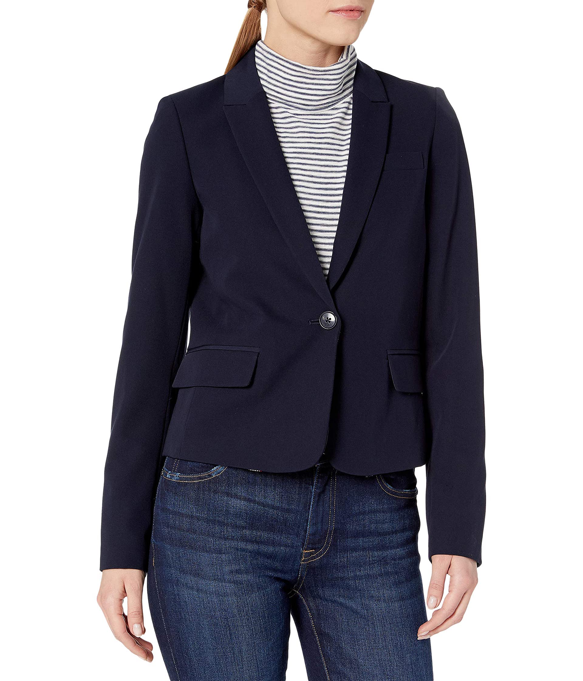 Tommy Hilfiger Womens Blazer – Business Jacket with Flattering Fit and Single-Button Closure, Midnight Shadow, 14
