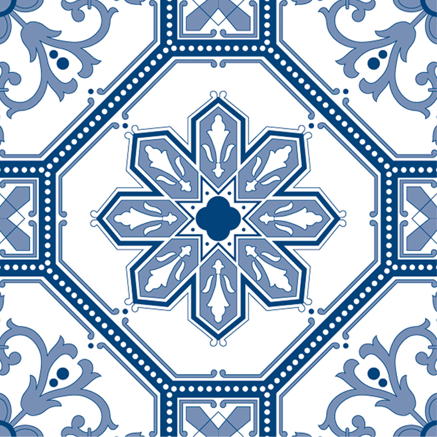 Poromoro Spanish Portuguese Azulejo Style Peel and Stick Backsplash Tile Stickers Set of 16 pcs(3.9_29)