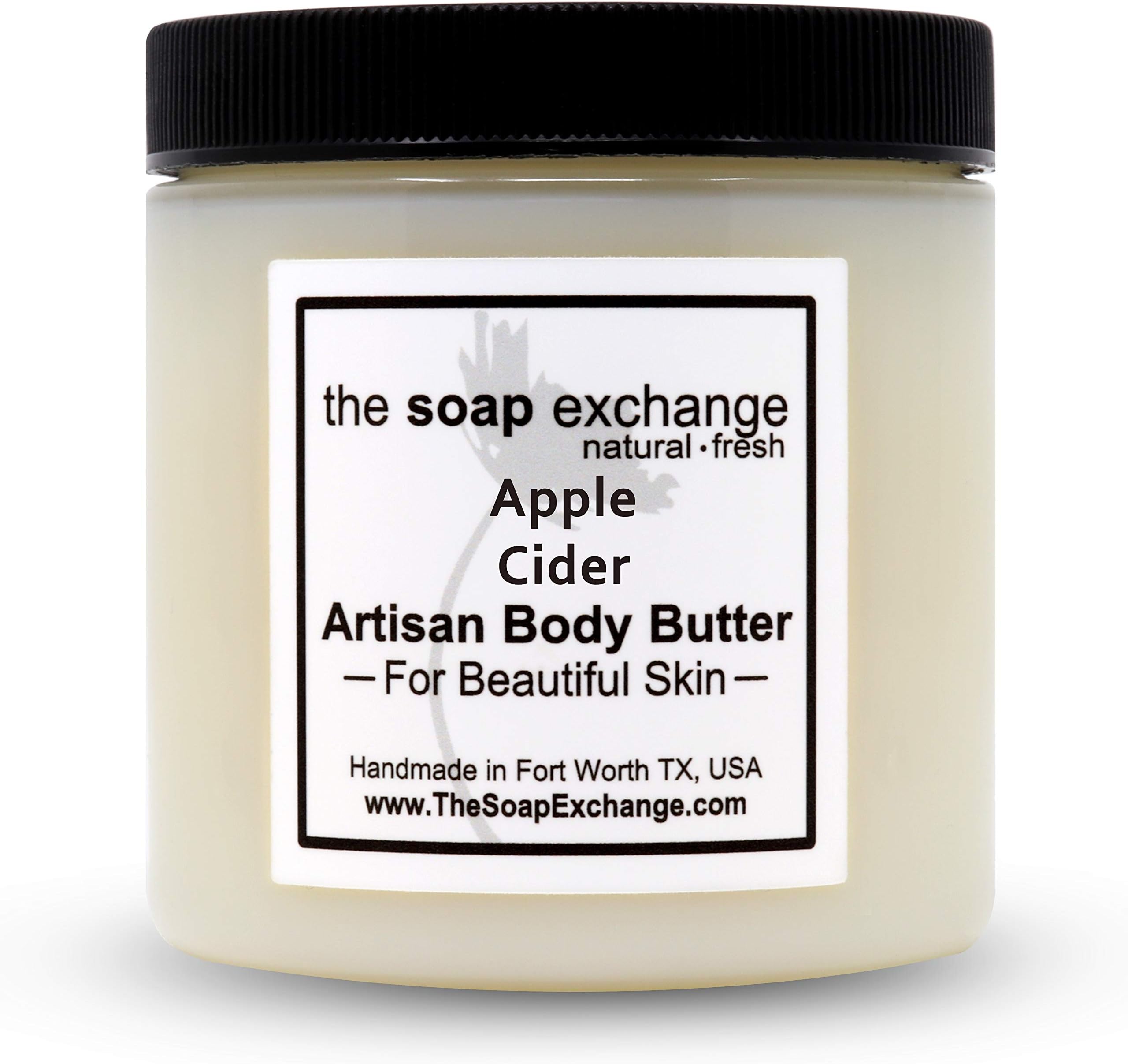 Body Butter - Apple Cider Scent - Hand Crafted 4 fl oz / 120 ml Natural Artisan Skin Care, Shea Butter, Aloe Vera, Nourish, Moisturize, & Protect. Made in the USA.