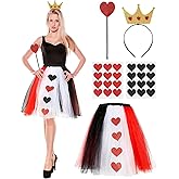 Langyiwee 4 Pcs Queen Costume Accessory Set Queen Crown Scepter Tutu Skirt for Women Carnival Cosplay 1920s Party