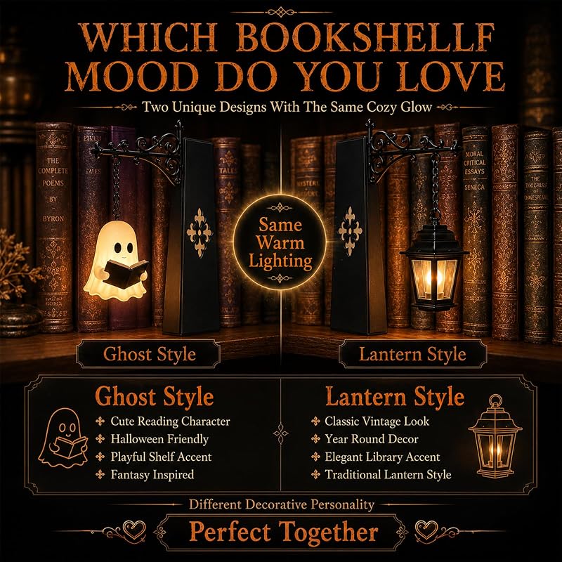 2 pièces Lampe Halloween, Lampes de Livres pour étagère
