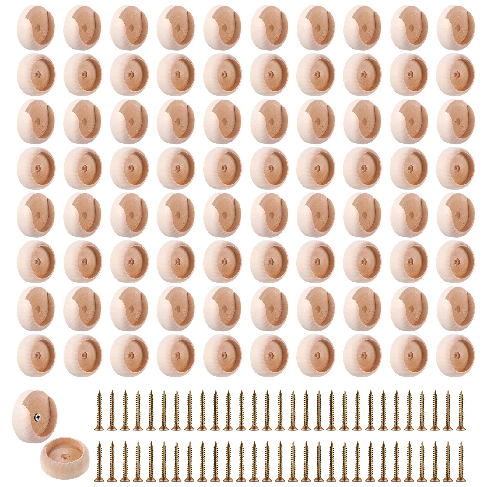 Photo 1 of Weysat 80 Sets Closet Pole Socket Wooden Closet Rod Holders 1-3/8" Pole Bracket Rod Support with Screws for Wardrobe Hallway Bathroom Clothing Store