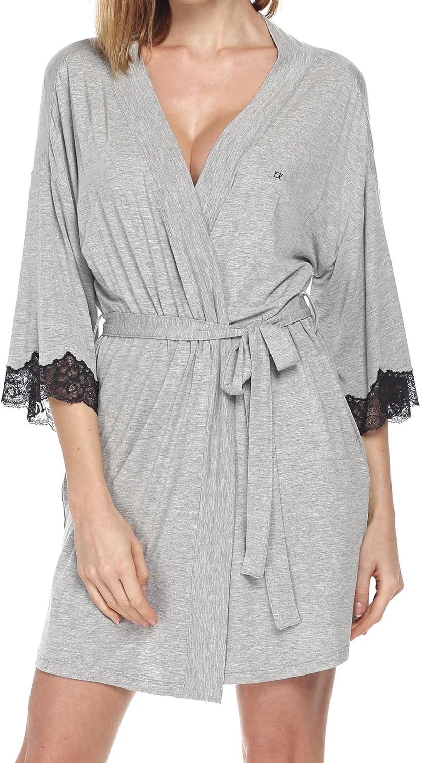 Ekouaer Women's Soft Thigh Length Plus Size Bathrobe Hotel Spa Robe