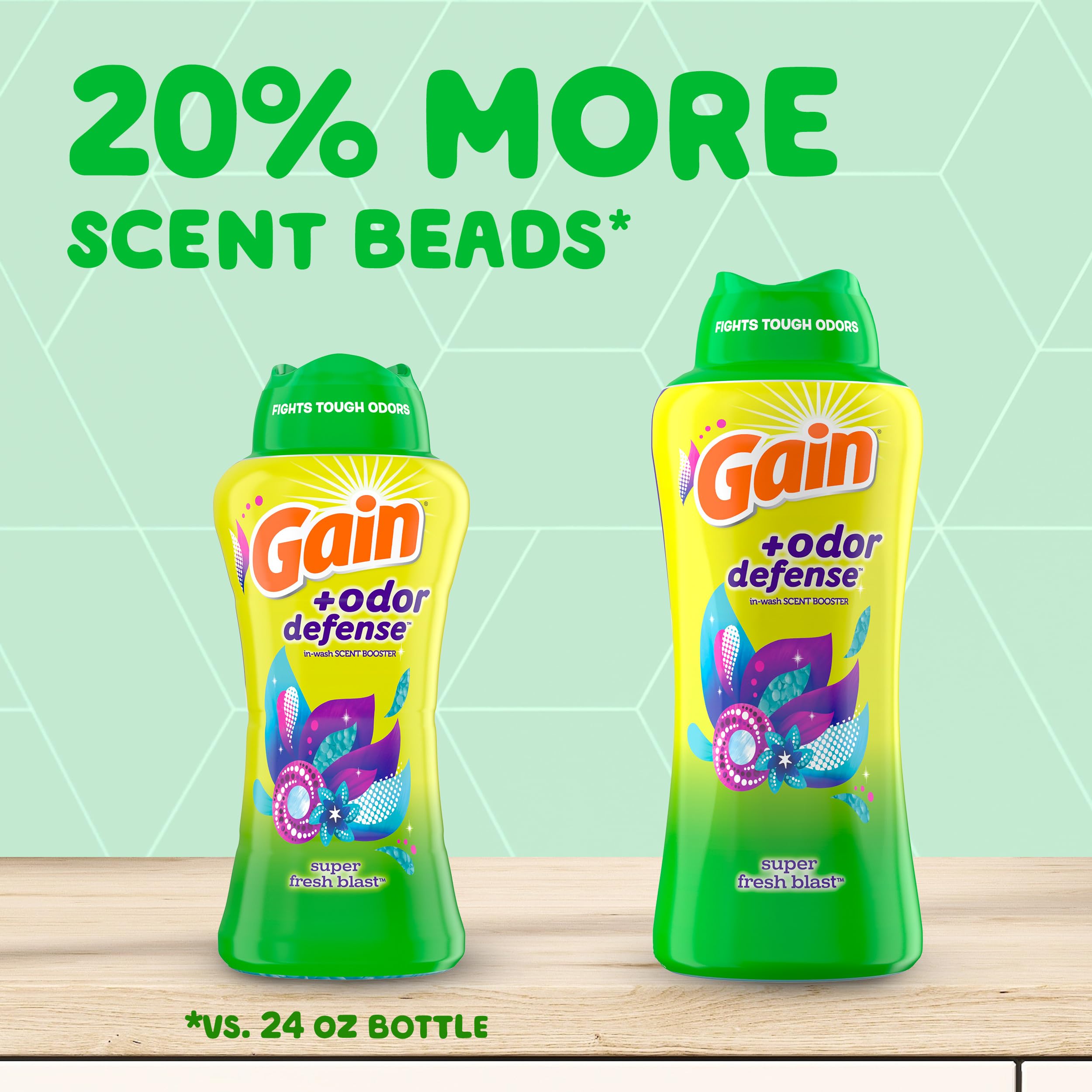 Gain Odor Defense In-Wash Scent Booster Beads, Super Fresh Blast Scent, 30.1 oz