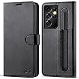OCASE Compatible with Galaxy S21 Ultra 5G Wallet Case with S Pen Holder, PU Leather Flip Folio Case with Card Slots RFID Blocking Kickstand [ TPU Inner Shell] Phone Cover 6.8 Inch (2021)-Black